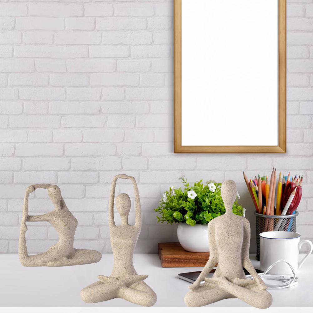 Nordic Minimalist Sandstone Yoga Figure Decor for Living Room Study Home Ornament