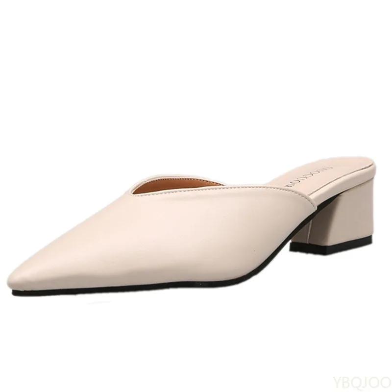 Fashion New Women's Slippers Summer Baotou High Heels Female Outdoor Fashion Half Slipper Elegant Versatile Ladies Pumps Zapatos Mujer