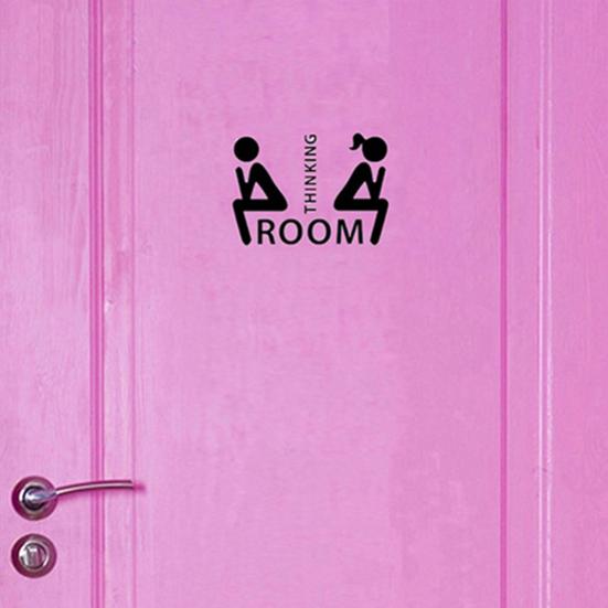 Removable Thinking WC Decoration Pattern Room Tolite Sticker Toilet Door Mark Decal