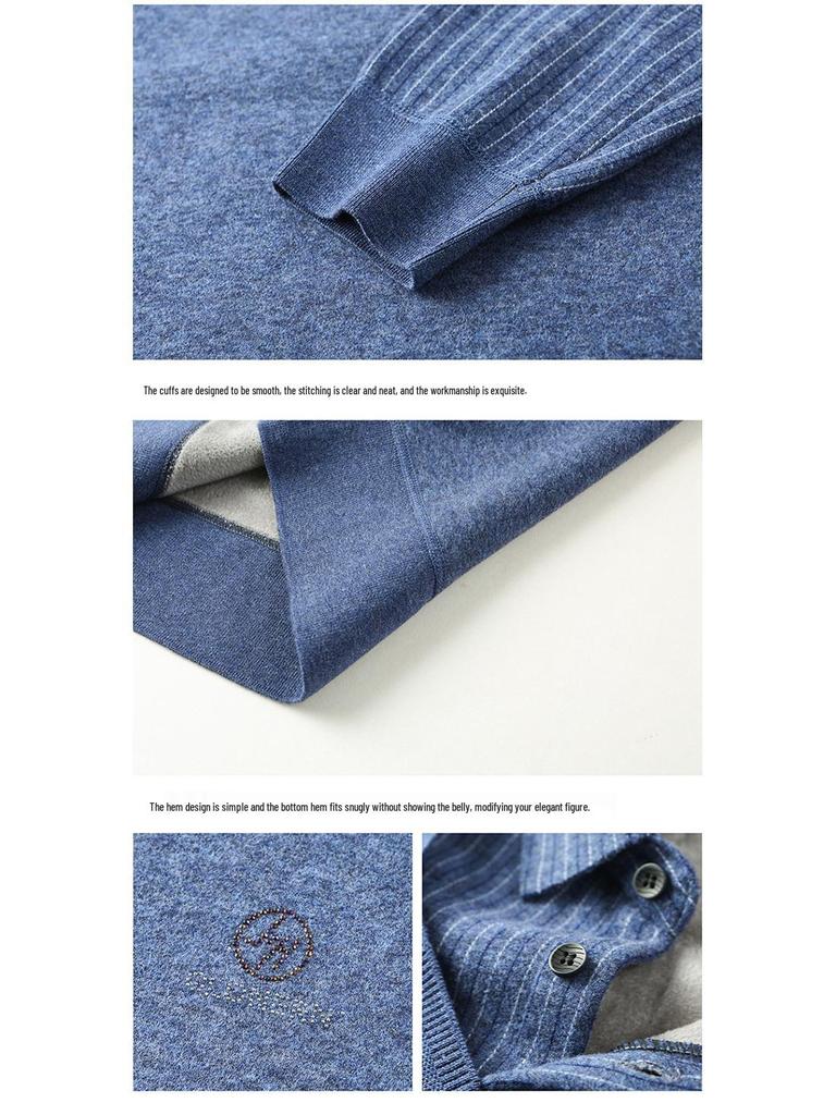 Men's Winter Wool-Feel Sweater: Skin-Friendly, Fleece-Lined, Faux Thickened, Shirt Collar, Knitted Base Layer