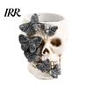 Dark Style Home Decor Gothic Butterfly Skull Pen Holder, Spooky Resin Makeup Brush High-grade Textured Multifunctional Halloween Tea Light Candle