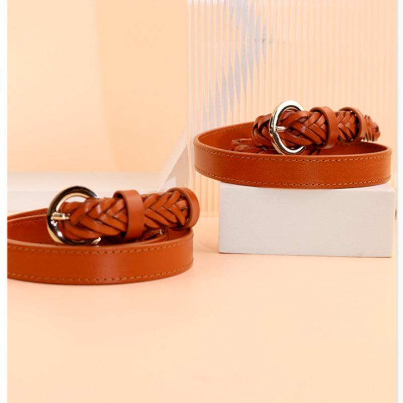 Top-grain Cowhide Double-sided Leather Hand-woven Belt, Women's Belt, Whole Cut Genuine Leather Belt