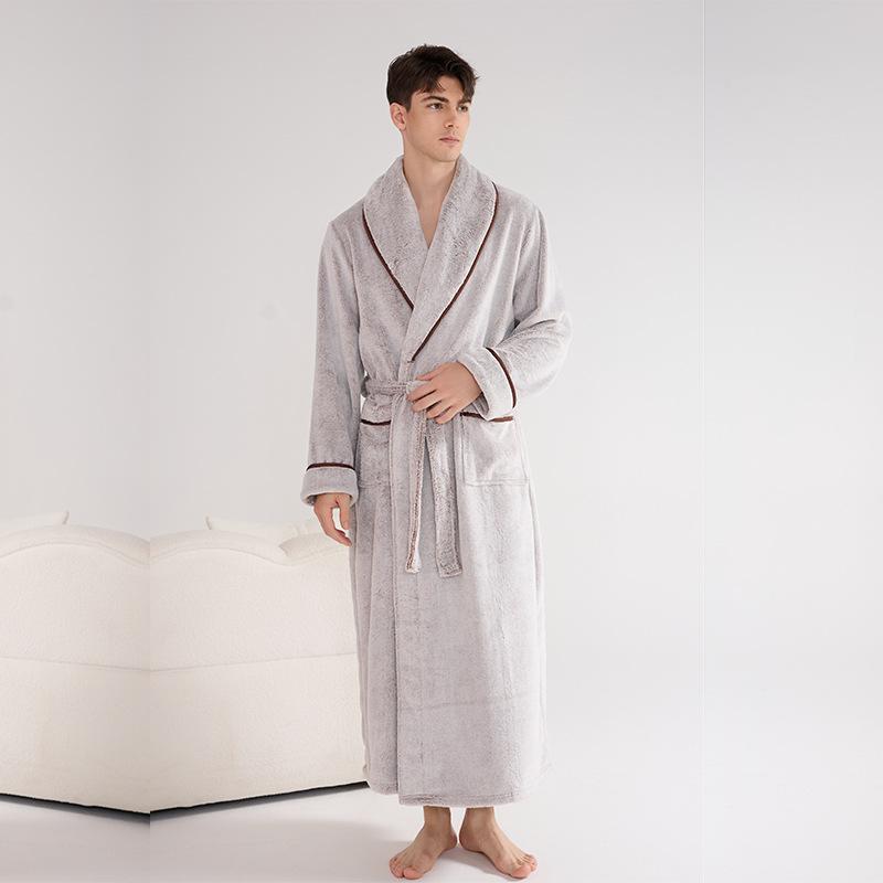 Nightgown Winter Bathrobe Couple Long Double-sided Fleece Pajamas Warm Winter Home Bathrobe Men and Women Morning Robe