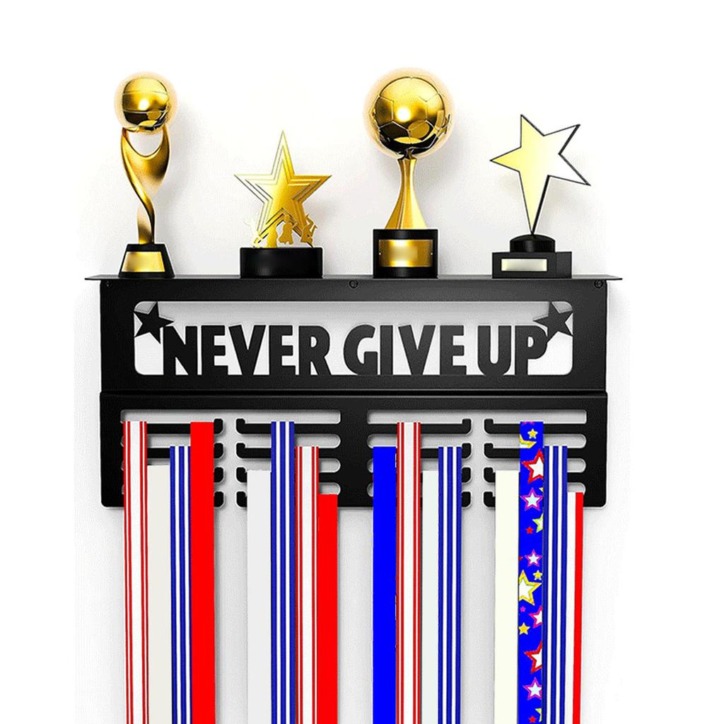 Medal Hanger Display Multipurpose Innovative Wall Mounted Metal Awards Rack with   Shelf for Runners