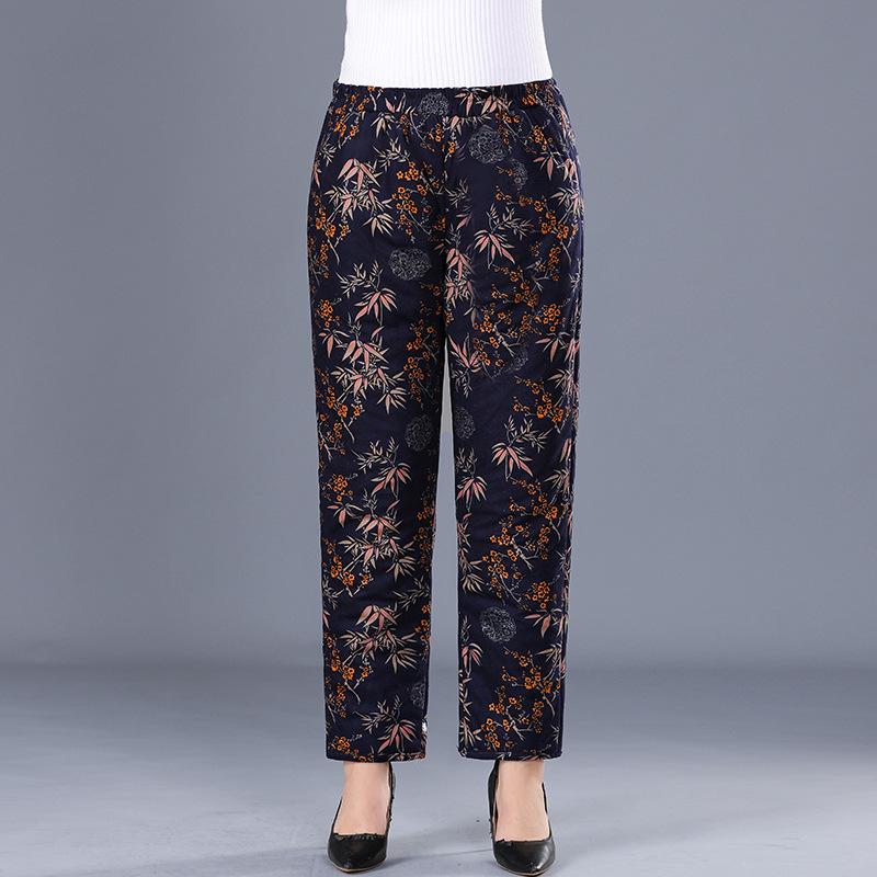 Women’s Plus Size High-Waist Fleece-Lined Cotton Pants for Winter