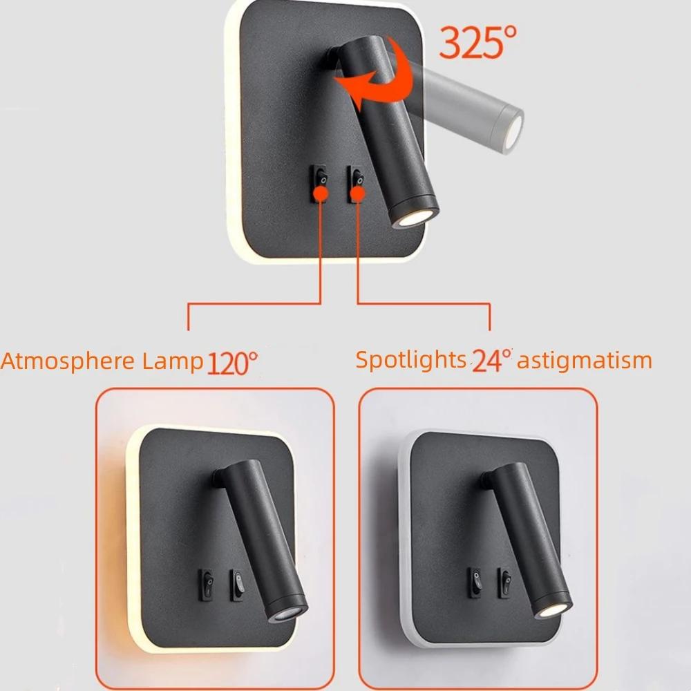 Rotatable Wall Lamp 3W 6W 9W 10W Modern LED Wall Light Home Decoration Angle Adjustable Bedroom Bedside Sconce Lamp for Home