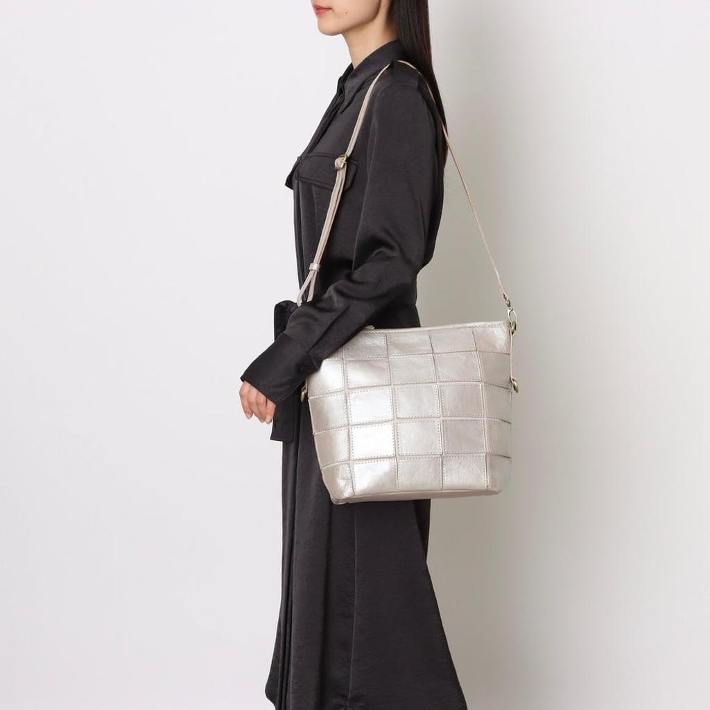 Cowhide Patchwork Shoulder Bag [Peaks Peak] Fold-Over 2-Way