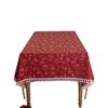 Christmas Red Jacquard Tablecloth With Tree Bell Deer Tassel Waterproof Dining Coffee Table