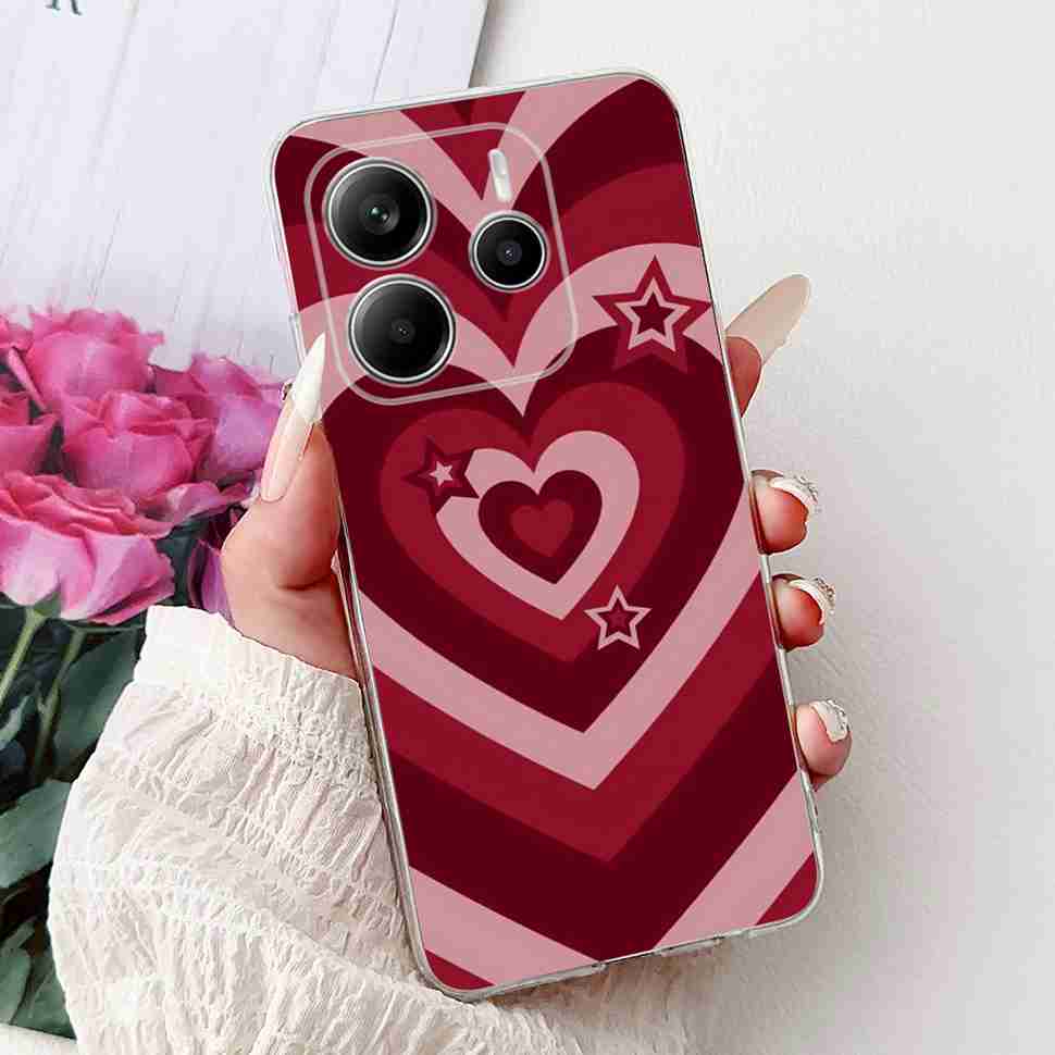For Xiaomi Redmi Note 14 Pro 5G Case Beautiful Flower Heart Cover Soft Silicone Casing For Redmi Note 14 Note14 4G Cover Coque