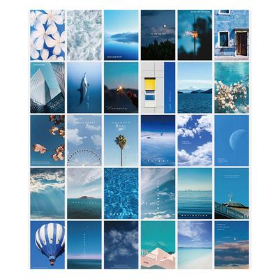 IndieK Blue Sky Interior Emotional Postcard Set of 30 + 48 Stickers
