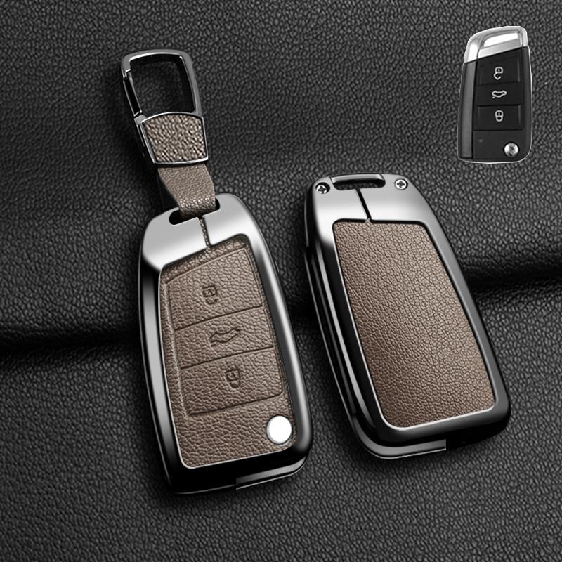 Zinc Alloy Leather Car Key Case For Volkswagen Tiguan Golf 7 Mk7 Mk2 For Seat Ateca Leon Fr 2 Ibizas Koda Octavia Kodiaq