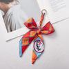 Silk Scarf Keychain with Horseshoe Buckle and Ribbon Bow for Bags and Cars