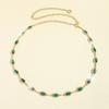 Elegant Crystal Green Gem Girl Waist Chain With Gold Metal Chain For Dress Accessory