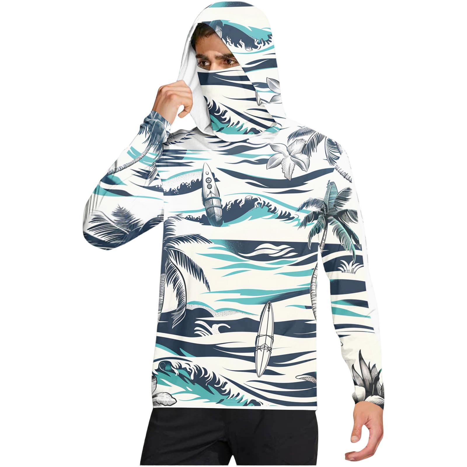 

Men s Casual Hooded Long Sleeve Sunscreen Top XL білий