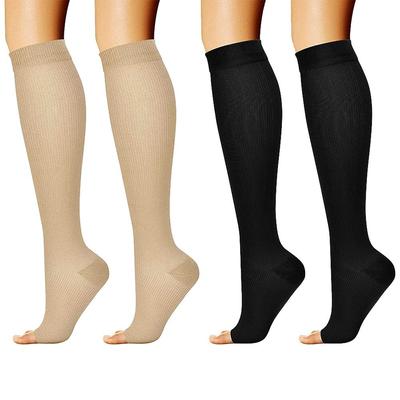 Calzini a Compressione S/M/L/XL/XXL Punta Aperta Calzini a Compressione Medica Sportiva Nylon Al Ginocchio Calzini a Compressione Per Donne & Uomini