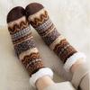 Anti Slip Thicken Velvet Socks Patchwork Sleeping Socks Warm Fleece Socks Women  Winter