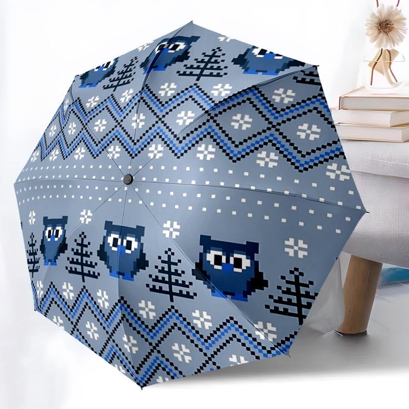 

1pc Owl Pattern Automatic Folding Umbrella - Portable Collapsible Design, 8-Rib Iron Frame yy251209053