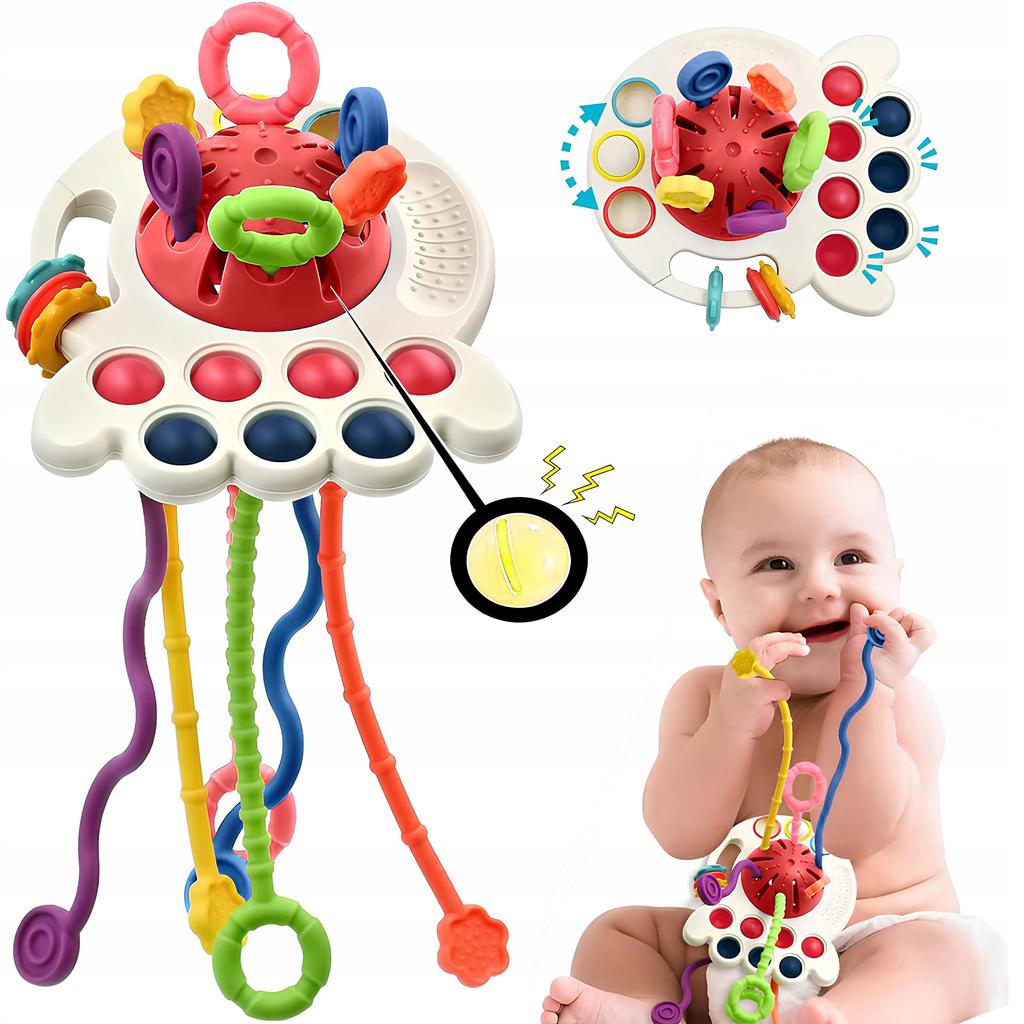 Zabawka Sensoryczna Pop It Montessori Gryzak Dla Niemowląt 4W1 Antystresowa