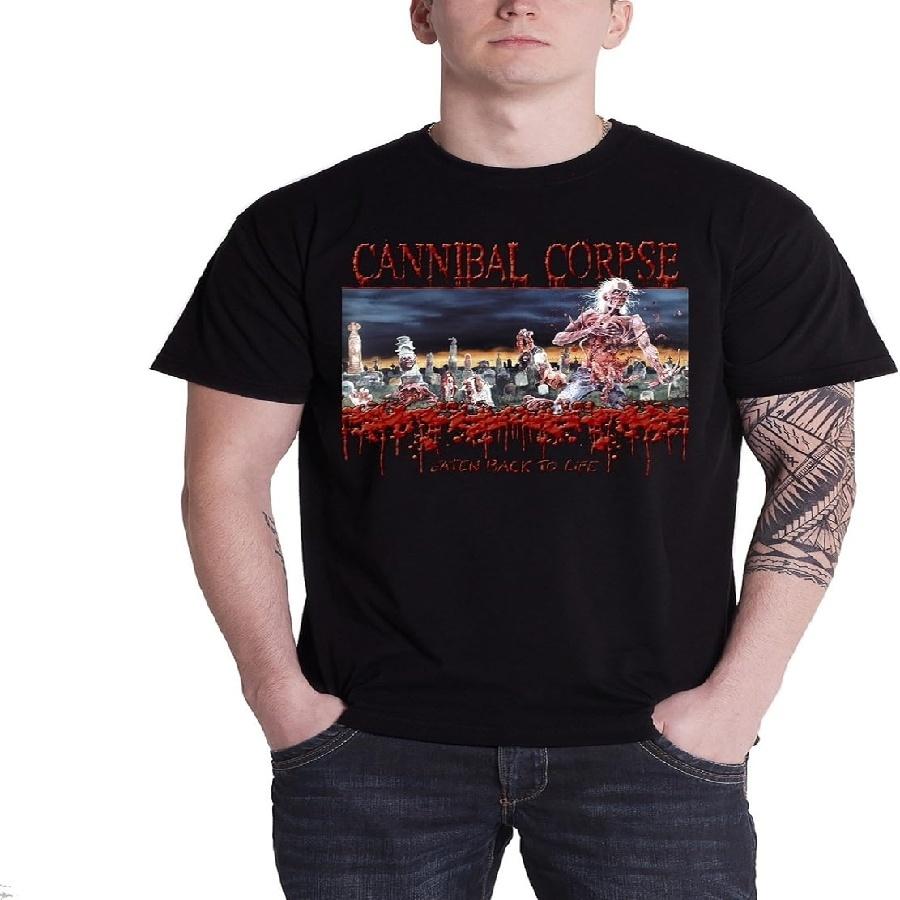 Мужская футболка Cannibal Corpse Черная Eaten Back To Life Логотип группы Официальная S