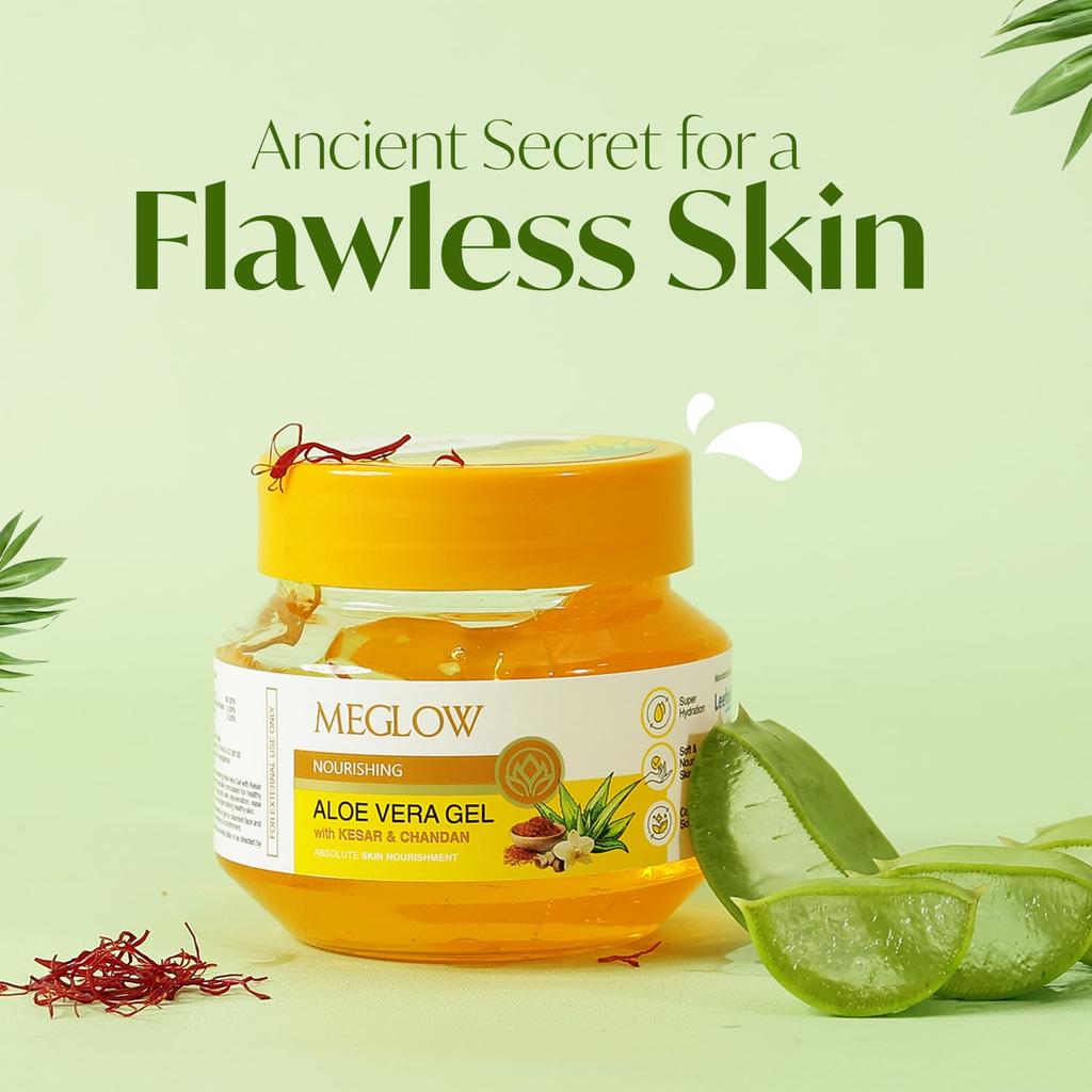 Aloe Vera Gel with Kesar Chandan for Face | Meglow Nourishing Cream For Skin - 100g