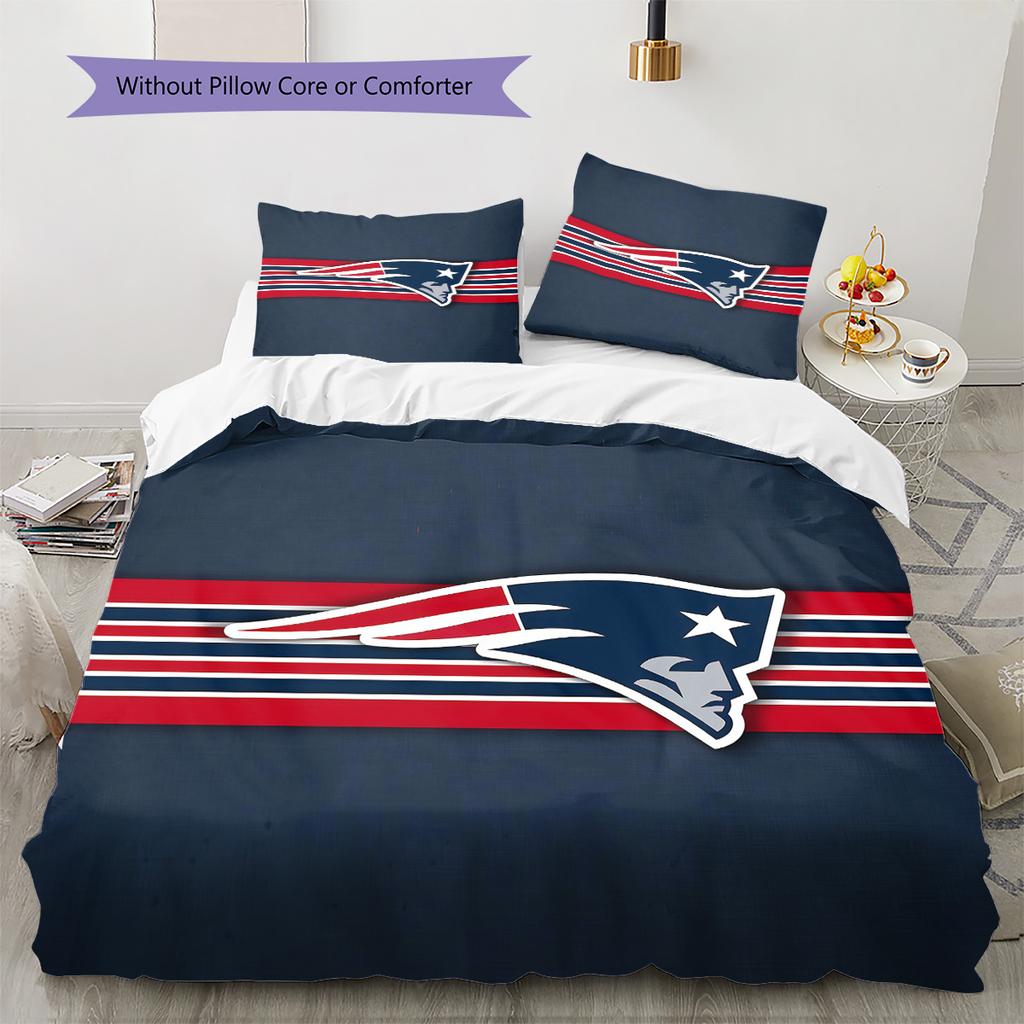 New England Patriots Muster Bettwäsche Steppdecke Set Heimdekoration Geschenk (1 Bettbezug + 2 Kissenbezüge (ohne Füllung))