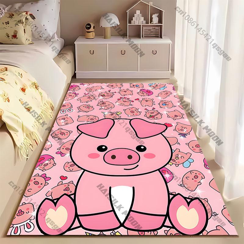 Tappeto con design a cartone animato di maialini carini e giocosi Tappetino da gioco per bambini Tappetino da ingresso Tappeto per area Tappetino per giochi Decorazione per soggiorno stanza yoga