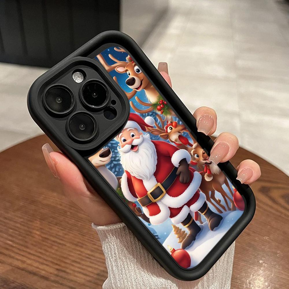 Ae119 Merry Christmas Santa art design Phone Cases for iPhone 16 14 13 11 Pro Max 15 7 8 6 Plus 12 mini XR XS Max SE Angel Eye Ladder Protective Cover