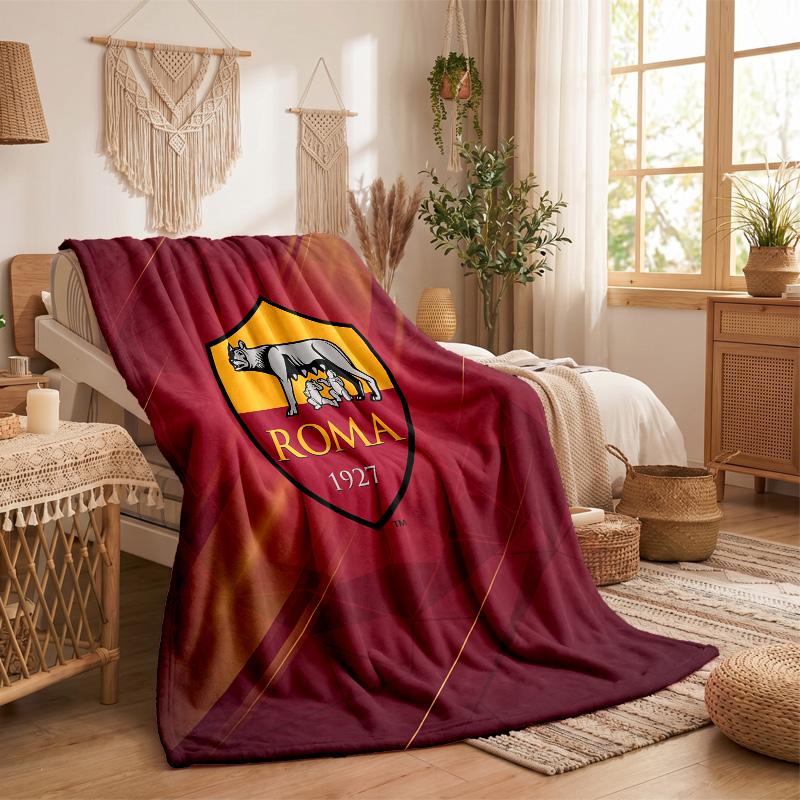 Coperta in Pile Tema AS Roma Morbida e Accogliente Coperta in Peluche per Camera da Letto Divano Viaggio