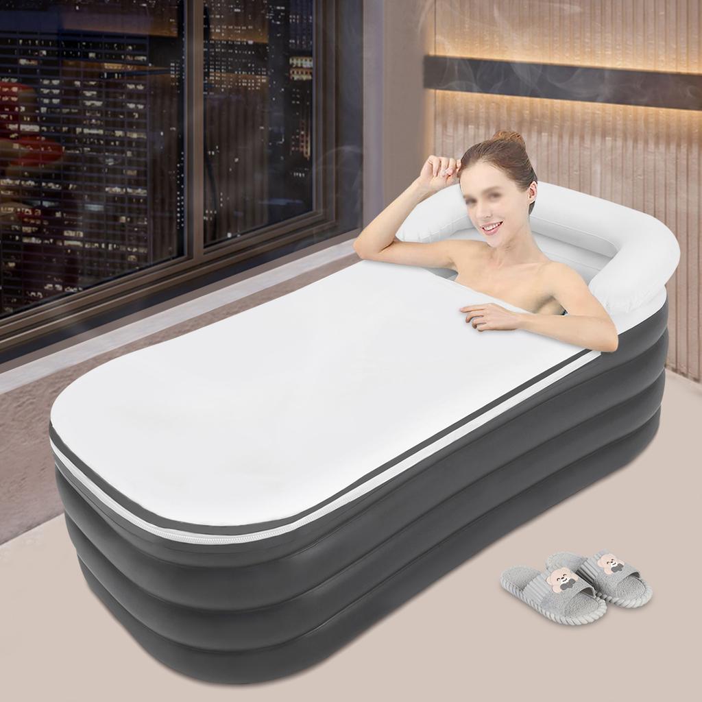 Foldable Portable Inflatable Bathtub, Large Adult Size Tub for Hot and Cold Water Soak, SPA Relaxation With Quick Inflation Pump