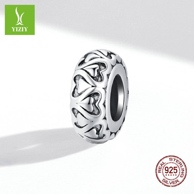 Silver Ziyun Heart-Shaped Lace Silicone Spacer Beads SCC1949