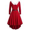 Plus Size Women Christmas Patchwork Faux  Panel Long Sleeve Asymmetric Dress