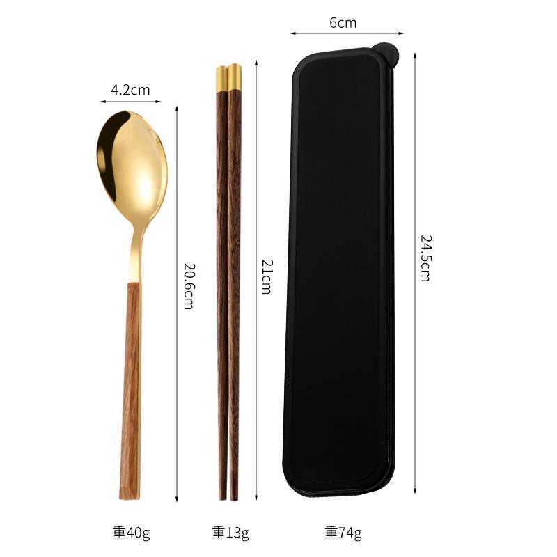 3-teiliges tragbares Besteckset aus Edelstahl, Löffel, Gabel, Stäbchen, für Studenten, Reisen, koreanisches tragbares Besteckset, Küchenzubehör