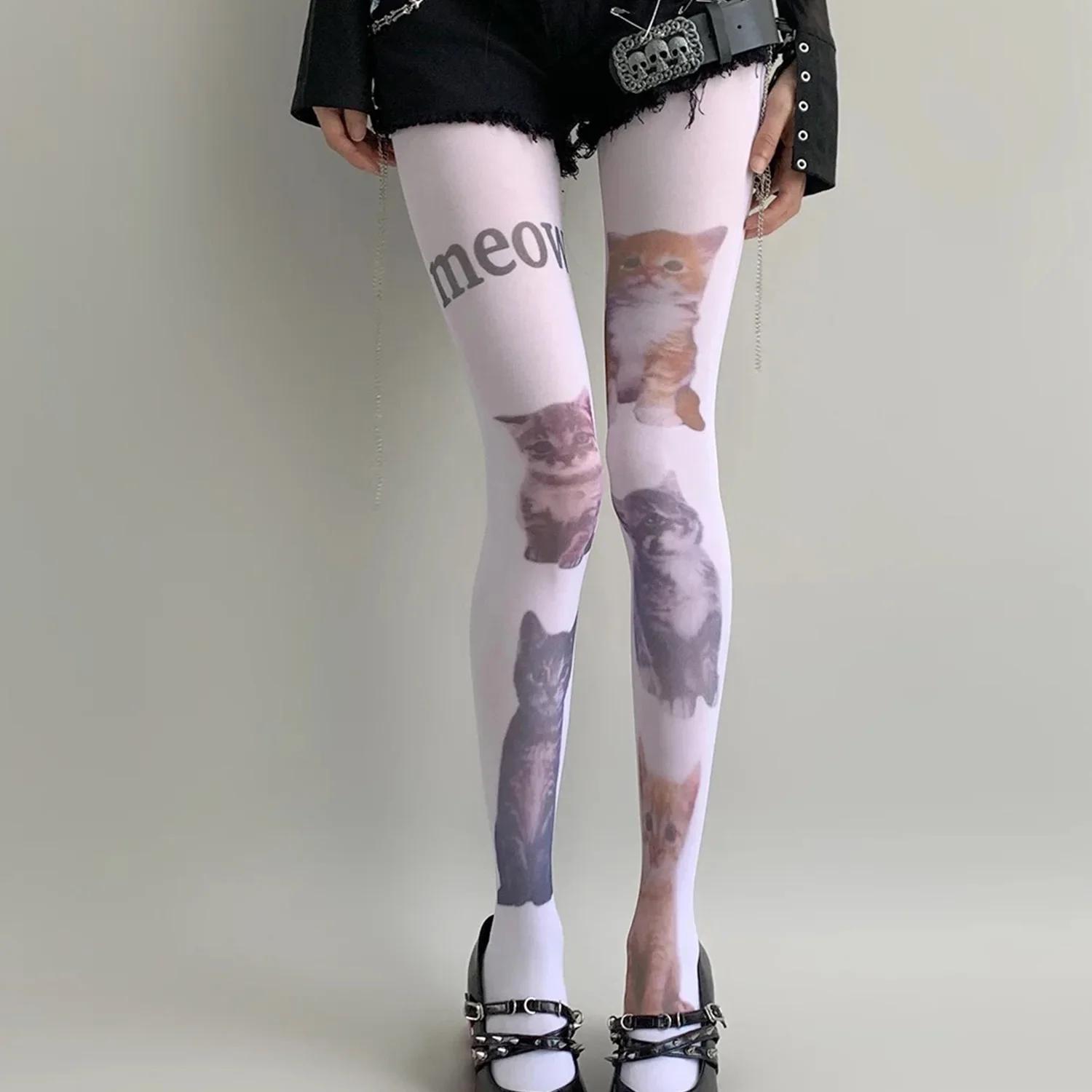 

Japanese Cartoon Cat Sexy Stockings Y2K Anime Subculture Soxy Kitten Pattern Stockings Women Lolita Pantyhose Sweet Cool Hosiery
