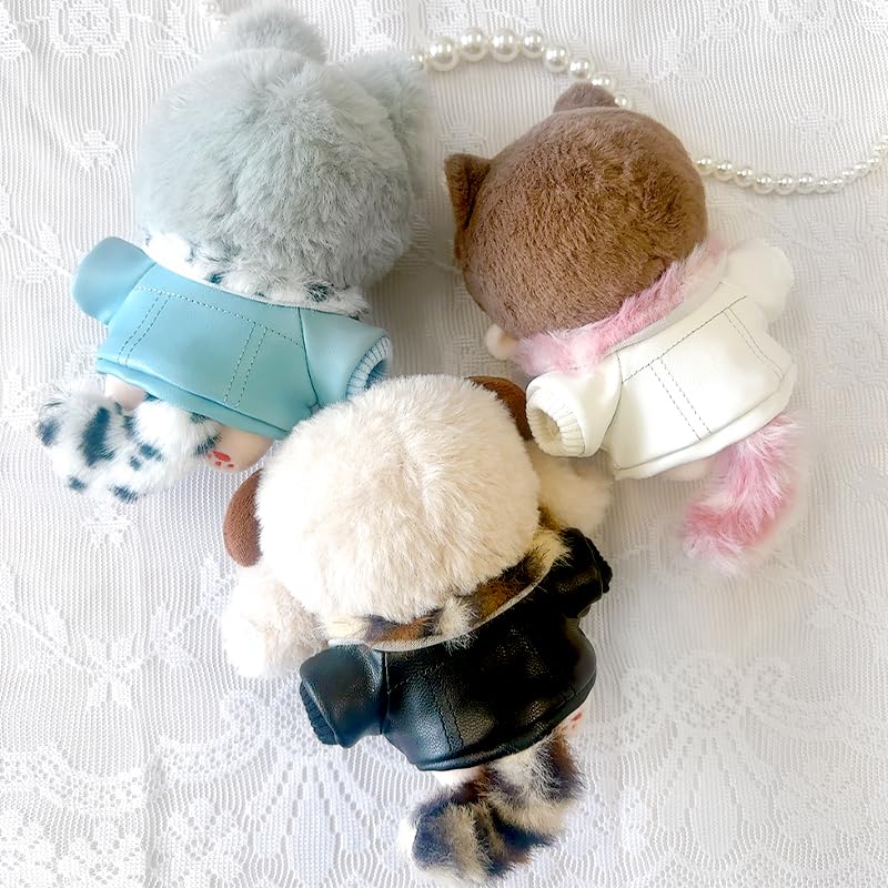 Fluffy Leather Jacket with for 10cm Plush Toy Tail, Blue, [Used]