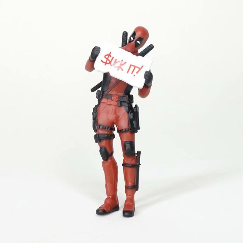 Adorable Deadpool Model Figurine With Sign Board Fun And Collectible Pvc Toy SignHoldin