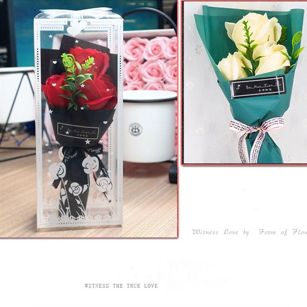 Mother's Day Valentine's Day Gift Soap Flower 3 Heads Artificial Rose Bouquet Artificial Flowers