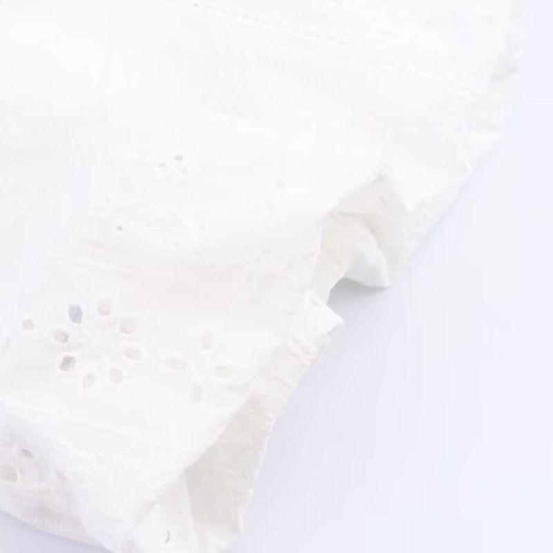 Kaslead New Women clothes Western Style Fashion Puff sleeve Hollow Embroidery Shirts 8741229