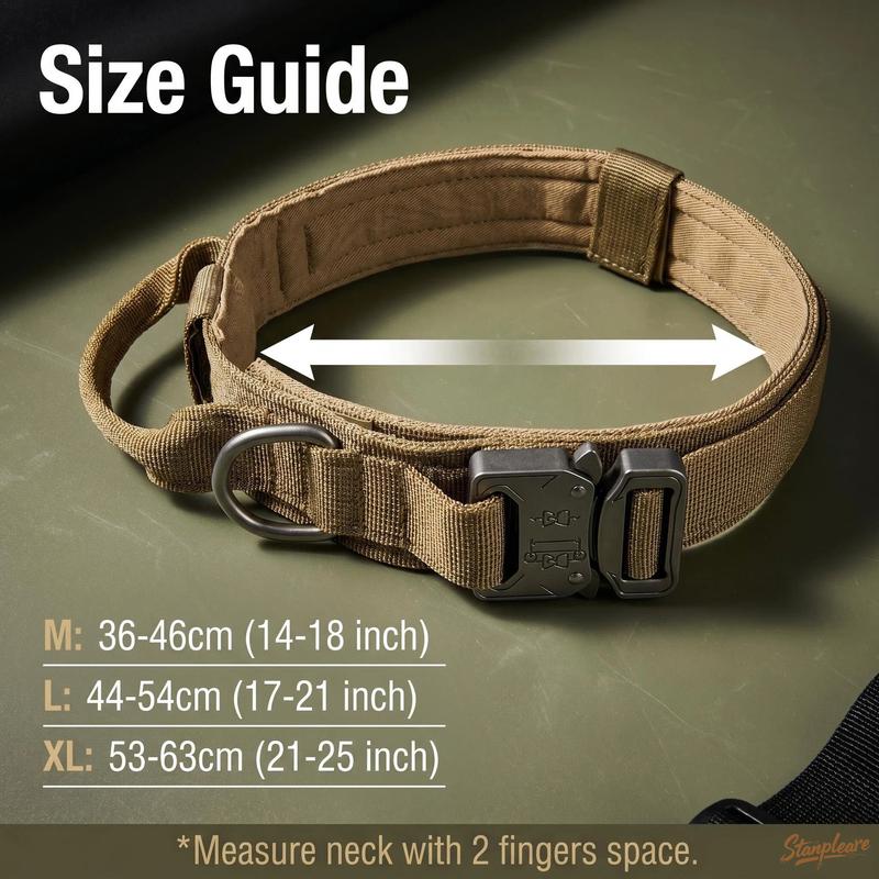 Anti-Bite Tactical Dog Collar Double Pin Metal Buckle Alloy D-Ring Padded Nylon Collar for Large Dogs Outdoor Training Hiking