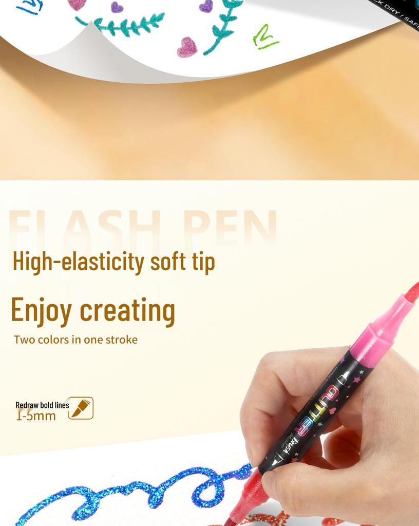 Dual-Color Double-Ended Acrylic Flash Marker Pen for Handwriting
