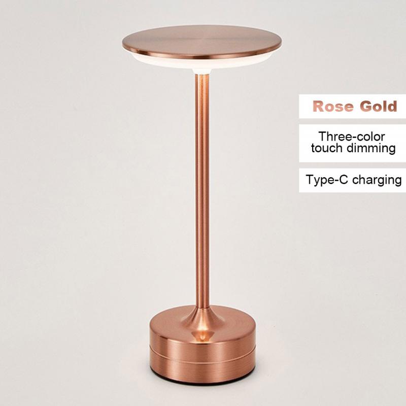 

LED Table Lamp Touch Sensor Night Light USB Rechargeable Portable Bedroom Night Light Wireless Reading Lamp Restaurant Hotel Bar Trichromatic Light розового золота