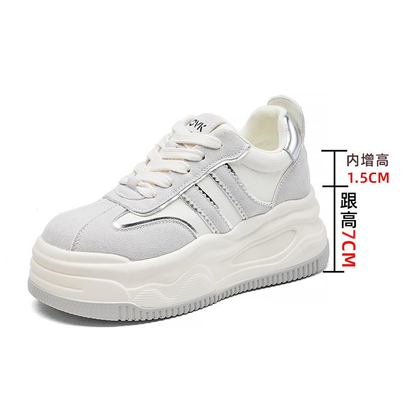 

Spring and summer new women s casual single shoes thick sole inner height increase casual round head white shoes children s shoes versatile 34 серый