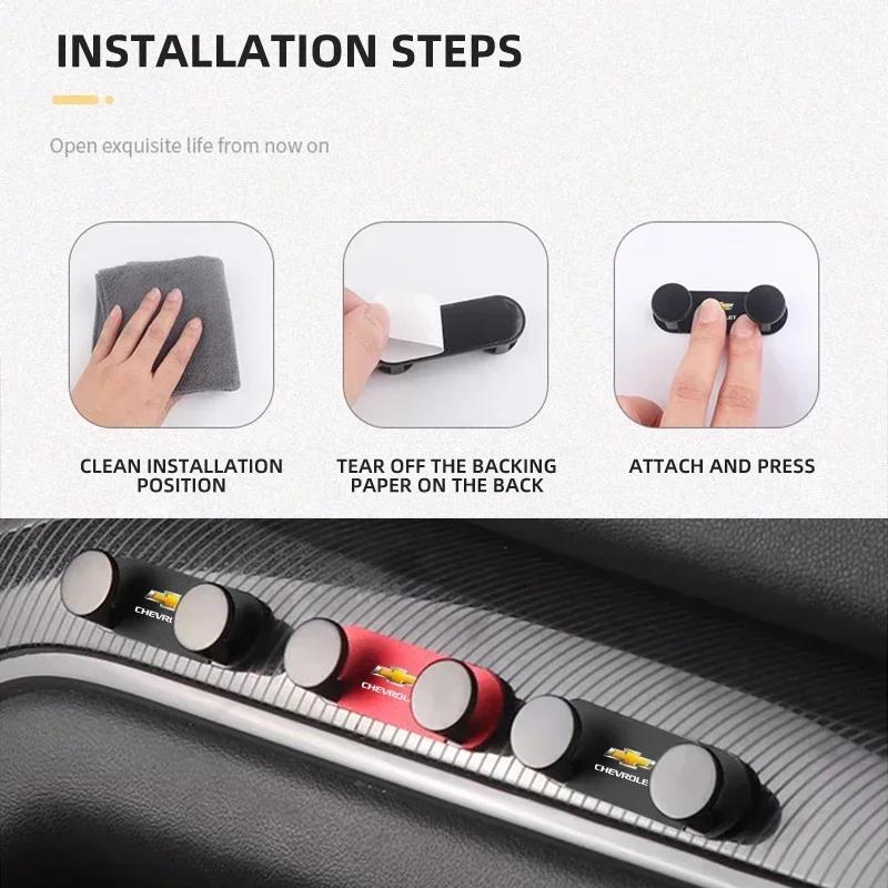 Car Logo Sticky Hook Multi Purpose Double Hooks For Chevrolet Cruze Spark Captiva Suburban Camaro Malibu Silverad Accessories