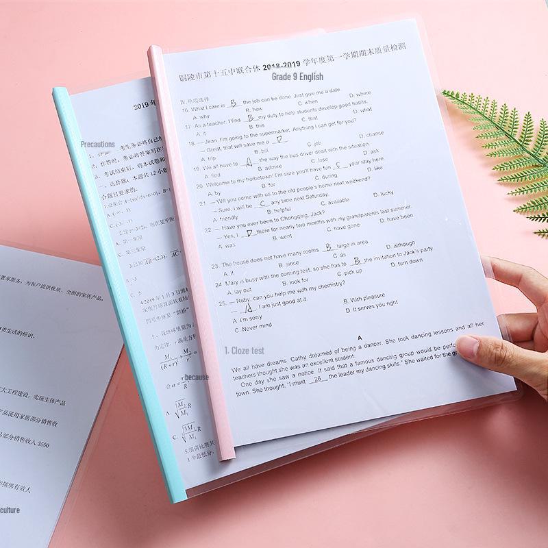 Průhledný klipový pořadač A4 pro kancelářské a studentské úložiště