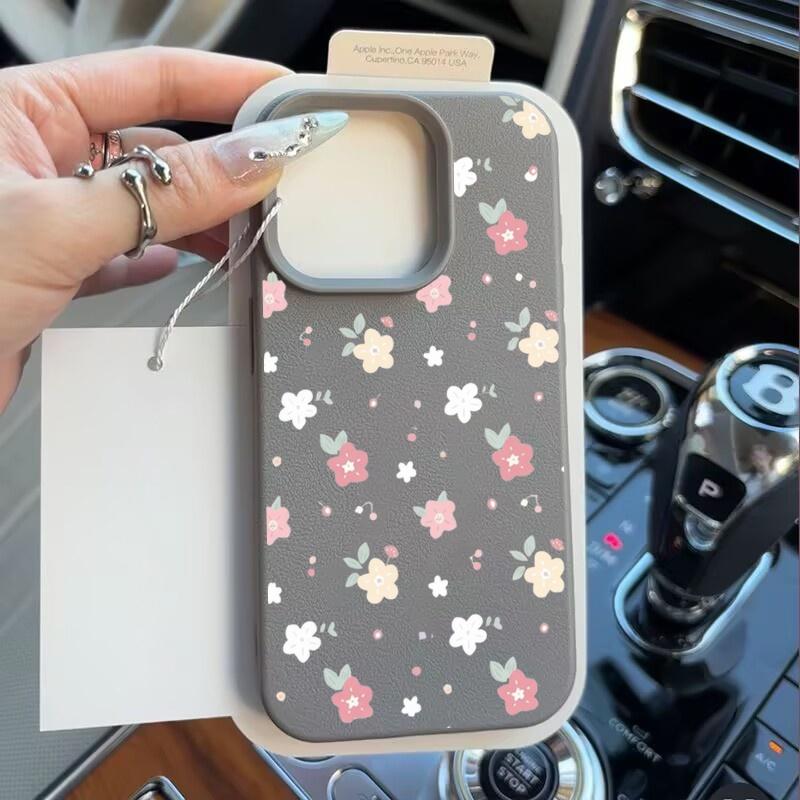 Flower Phone Case For iPhone 17 Pro Max Case iPhone 16 14 13 15 11 12 17 Pro Max Plus 16e Shockproof Soft Leather Cute Cover