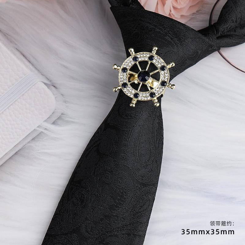 Men'S Emperor Rhinestone Collar Ring Clip Tie Hoop Vintage Knight Tie Hoop Business Shirt Tie Button Brooch