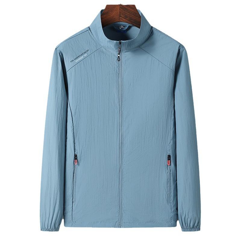 Sonnenschutzkleidung Herren Sommer Freizeit Dünne Sektion Atmungsaktiv Eis Seide Hautmantel Outdoor Kragen Sonnenschutzkleidung Einfarbige Oberteile
