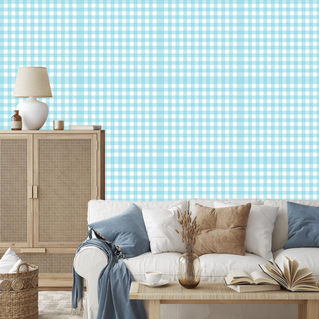 Wallpaper Fabric Pattern Celadon and White for Living Room and Bedroom 50x1000