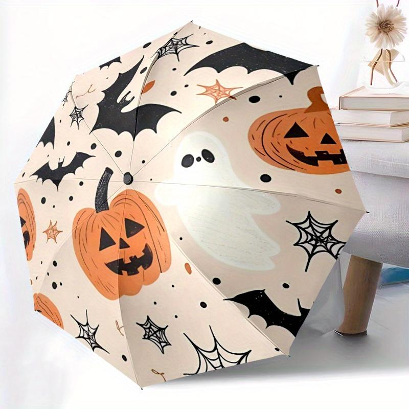 1pc Halloween Pumpkins Automatic Open/Close Umbrella with One Touch Button, Compact Folding Canopy, Sturdy 8 Rib Windproof Design   Lightweight  09