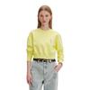 MLB New York Yankees Solid Color Crew Neck Pullover Short Sleeve Sweatshirt Women sweatshirt Yellow 3FMTB0321-50YEL