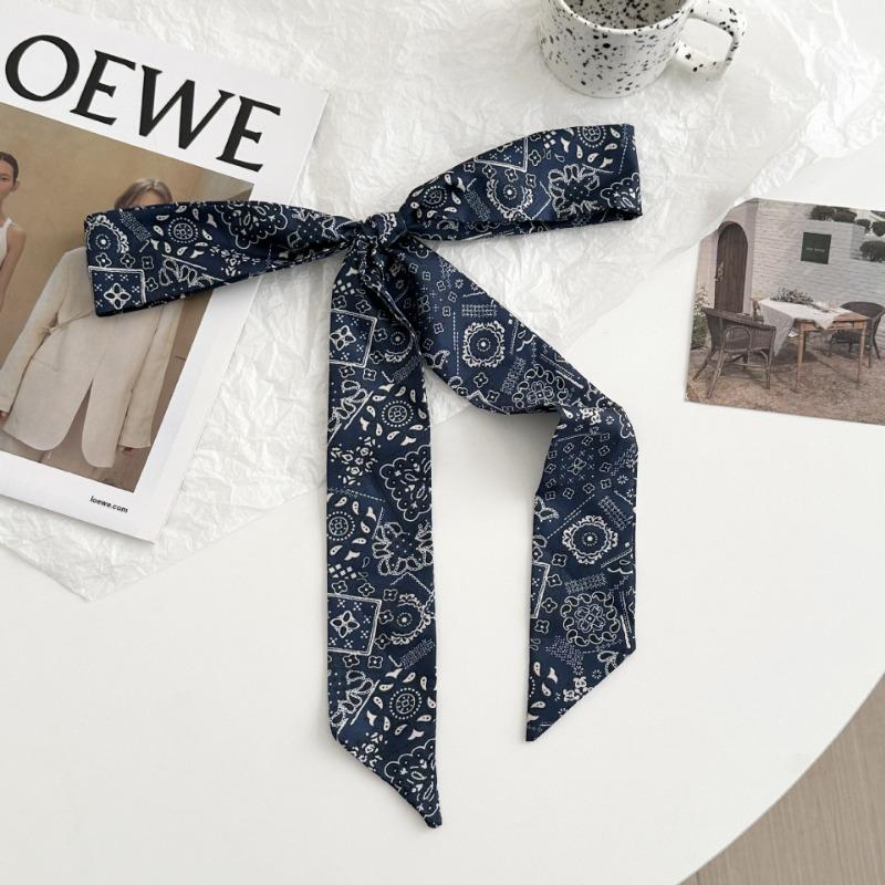 Cashew Flower Silk Scarf Long Strip New Multi-functional Double-layer Strap Neck Small Scarf Streamer Belt Braided Hair Belt